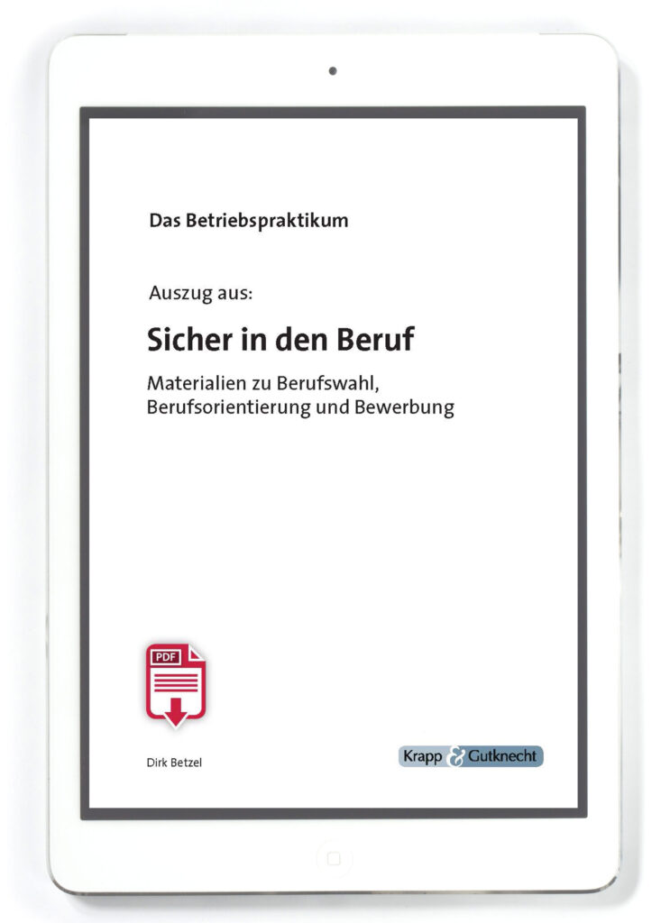 Sicher in den Beruf – Das Betriebspraktikum – Schülerheft PDF