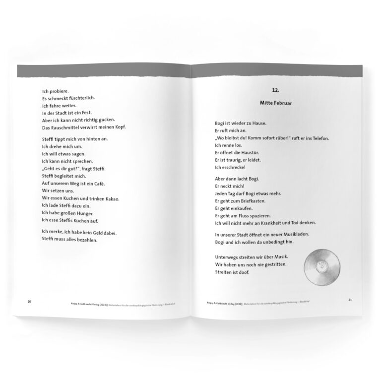 Musterseite Blackbird von Matthias Brandt – Materialien zur sonderpädagogischen Förderung – Arbeitsheft und Unterrichtsmaterial – Krapp & Gutknecht Verlag
