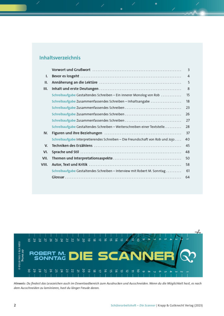 Die Scanner Unterrichtsmaterial
 Die Scanner – Schülerarbeitsheft – Krapp & Gutknecht Verlag