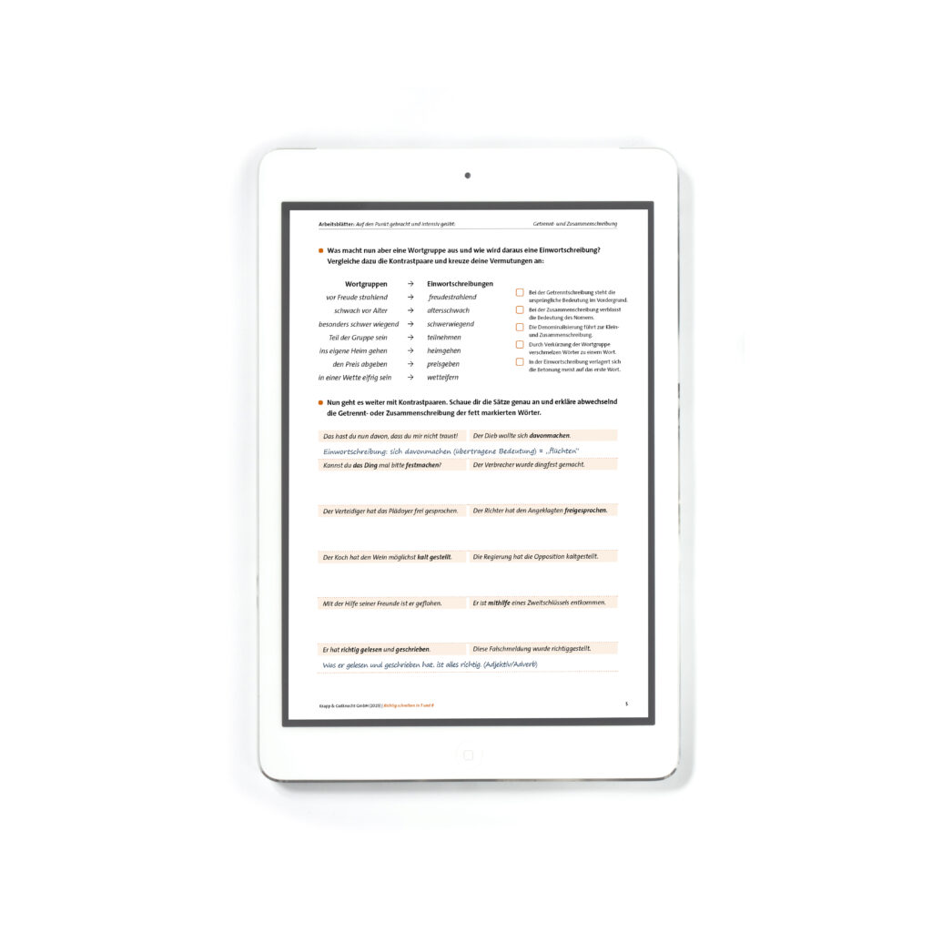 Getrennt- und Zusammenschreibung – Klasse 7 und 8 – PDF