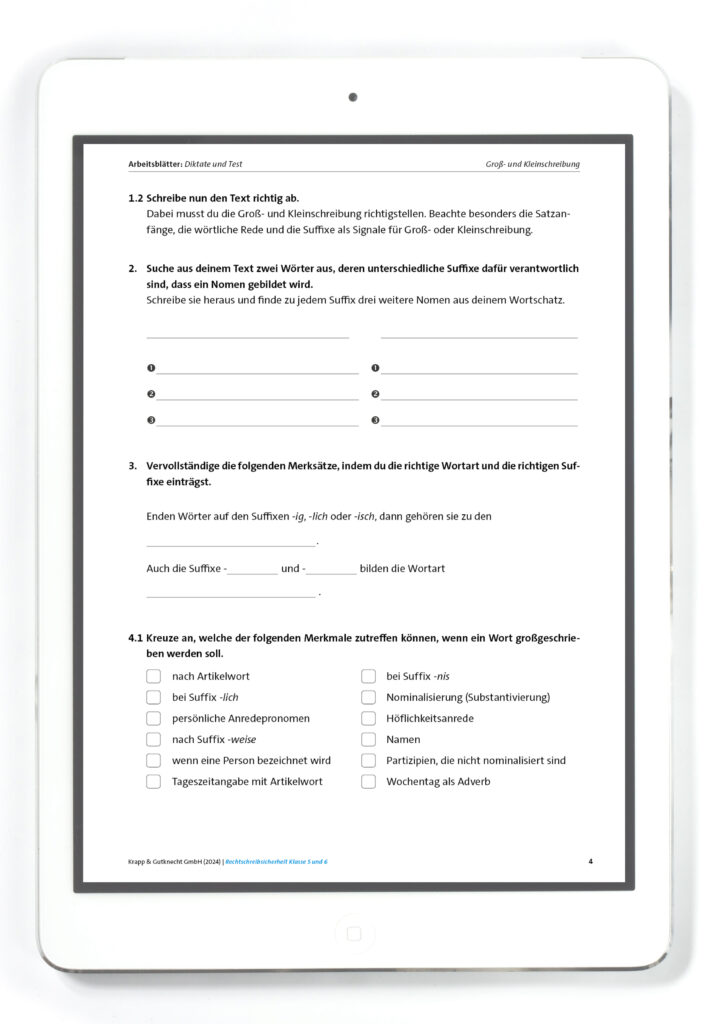 Diktate und Tests: Groß- und Kleinschreibung – Klasse 5 und 6 – PDF